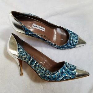 Tabitha Simmons Limited Edition teal/silver pump